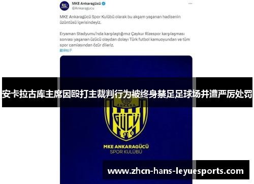 安卡拉古库主席因殴打主裁判行为被终身禁足足球场并遭严厉处罚